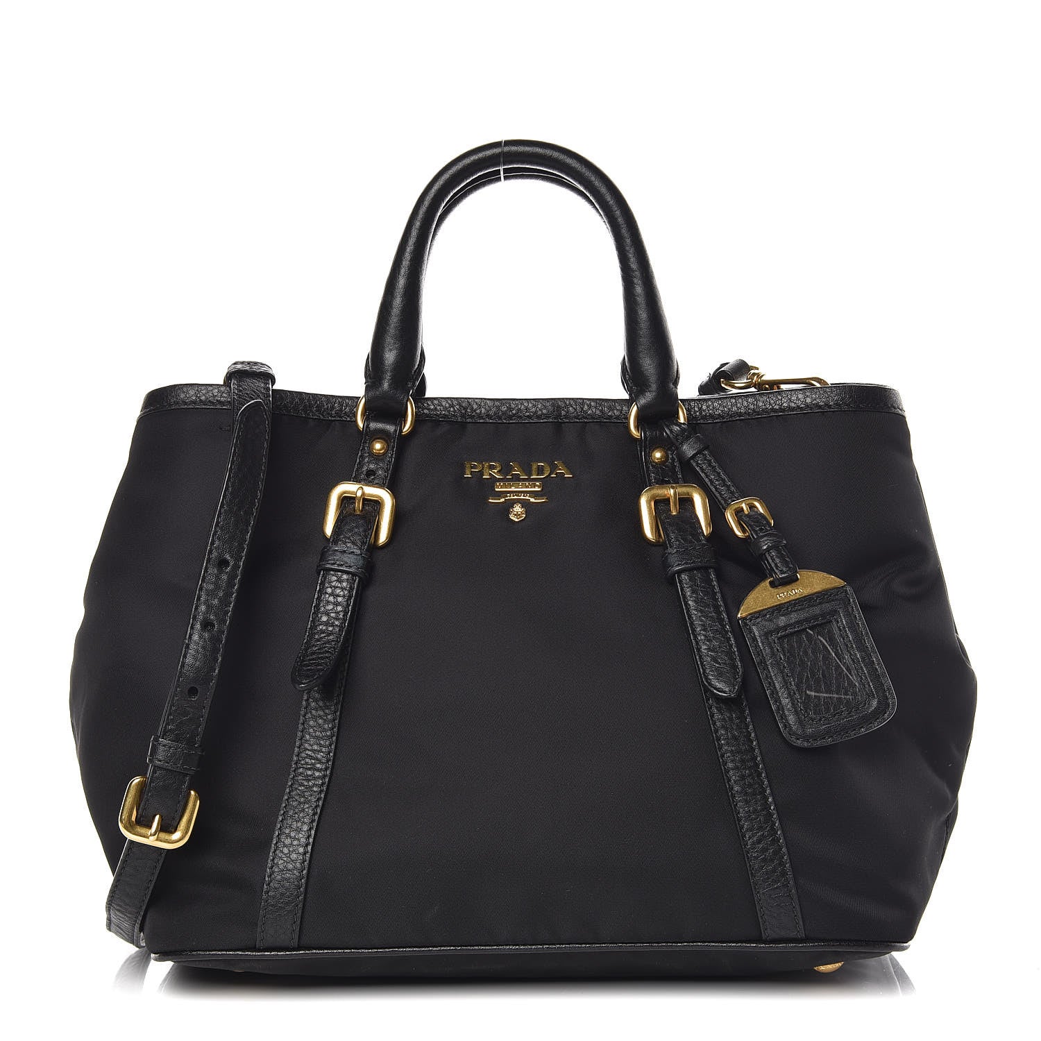 Prada Tessuto Nylon Vitello Daino Tote Black 1 of 10