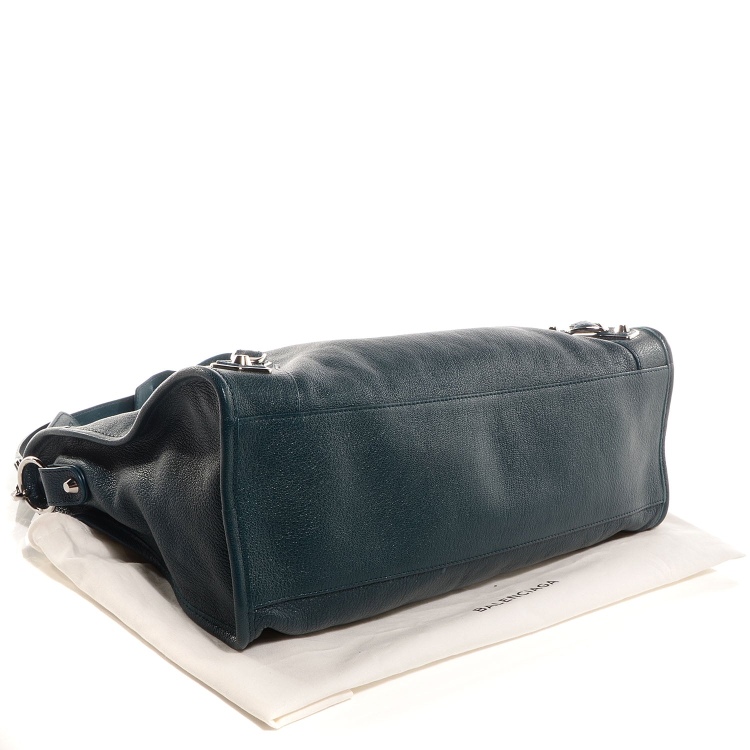 Balenciaga Shiny Goatskin Silver Metallic Edge Hardware City Bleu Paon 6 of 12