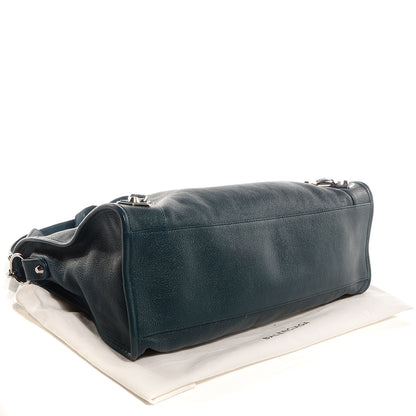 Balenciaga Shiny Goatskin Silver Metallic Edge Hardware City Bleu Paon 6 of 12