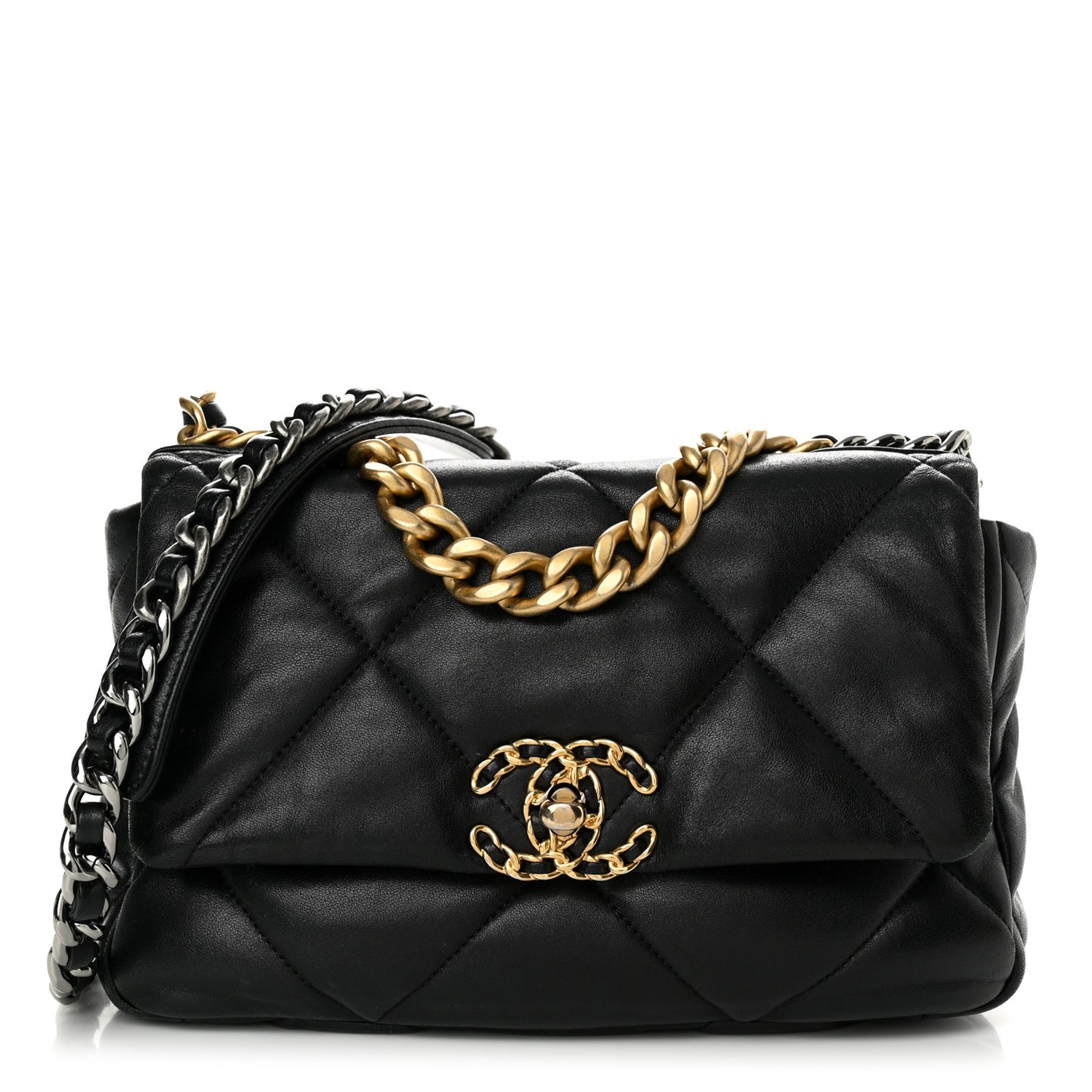 Lambskin Quilted Medium Chanel 19 Flap Black