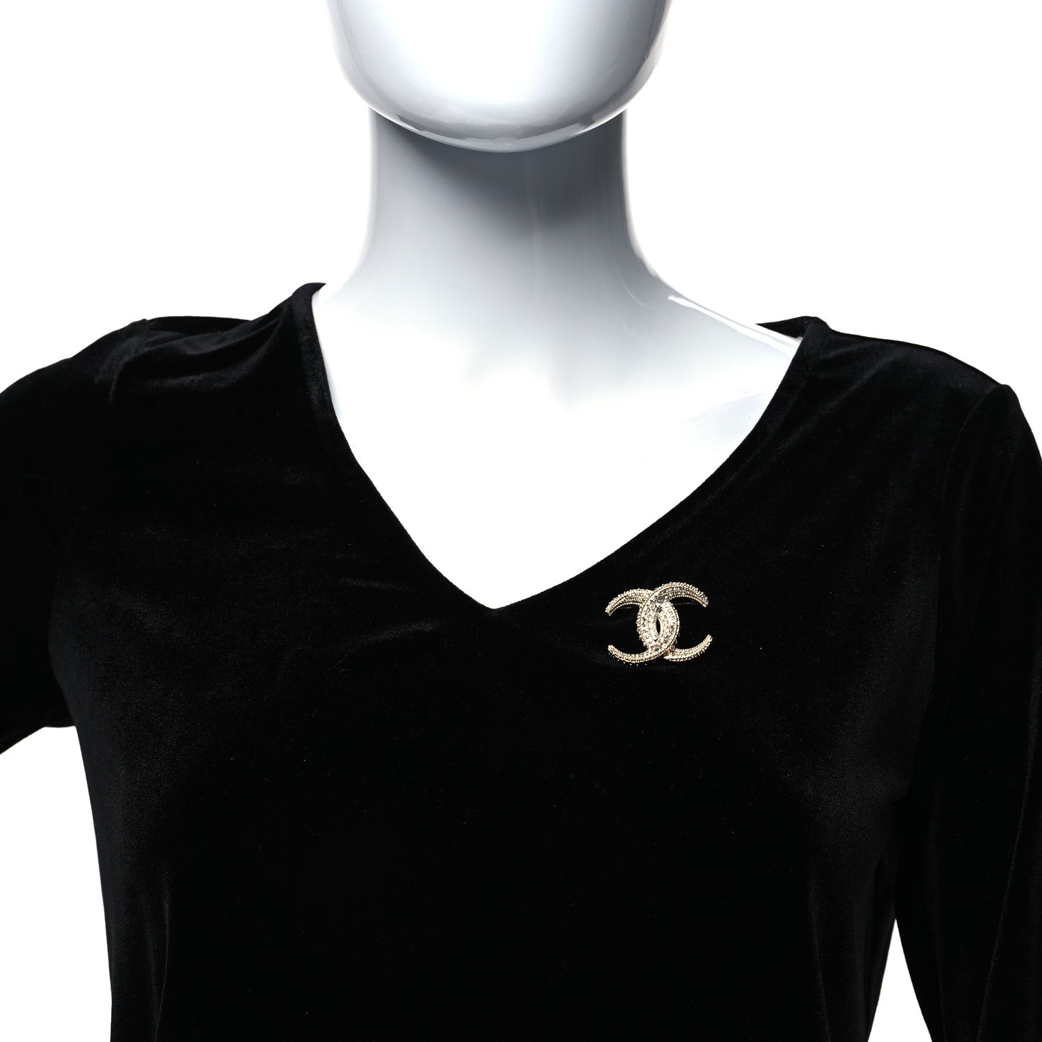 Chanel Metal Crystal Baguette CC Brooch Gold 2 of 4