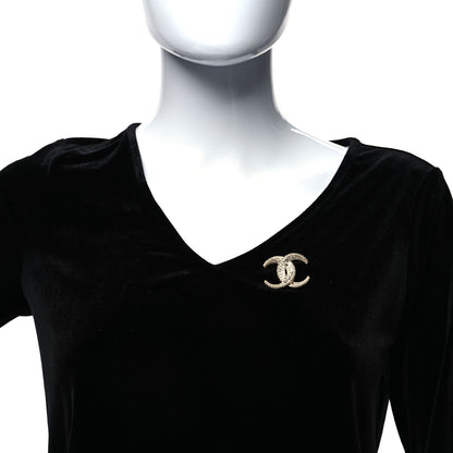 Chanel Metal Crystal Baguette CC Brooch Gold 2 of 4