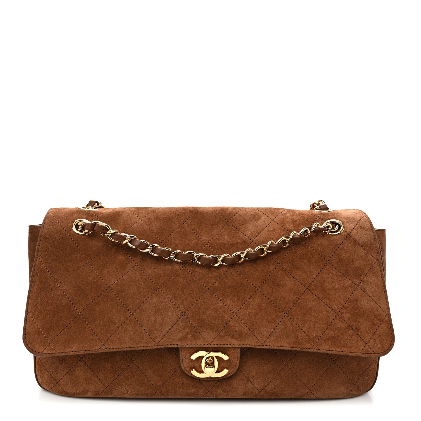 Suede Calfskin Small Souplissimo Maxi Flap Camel