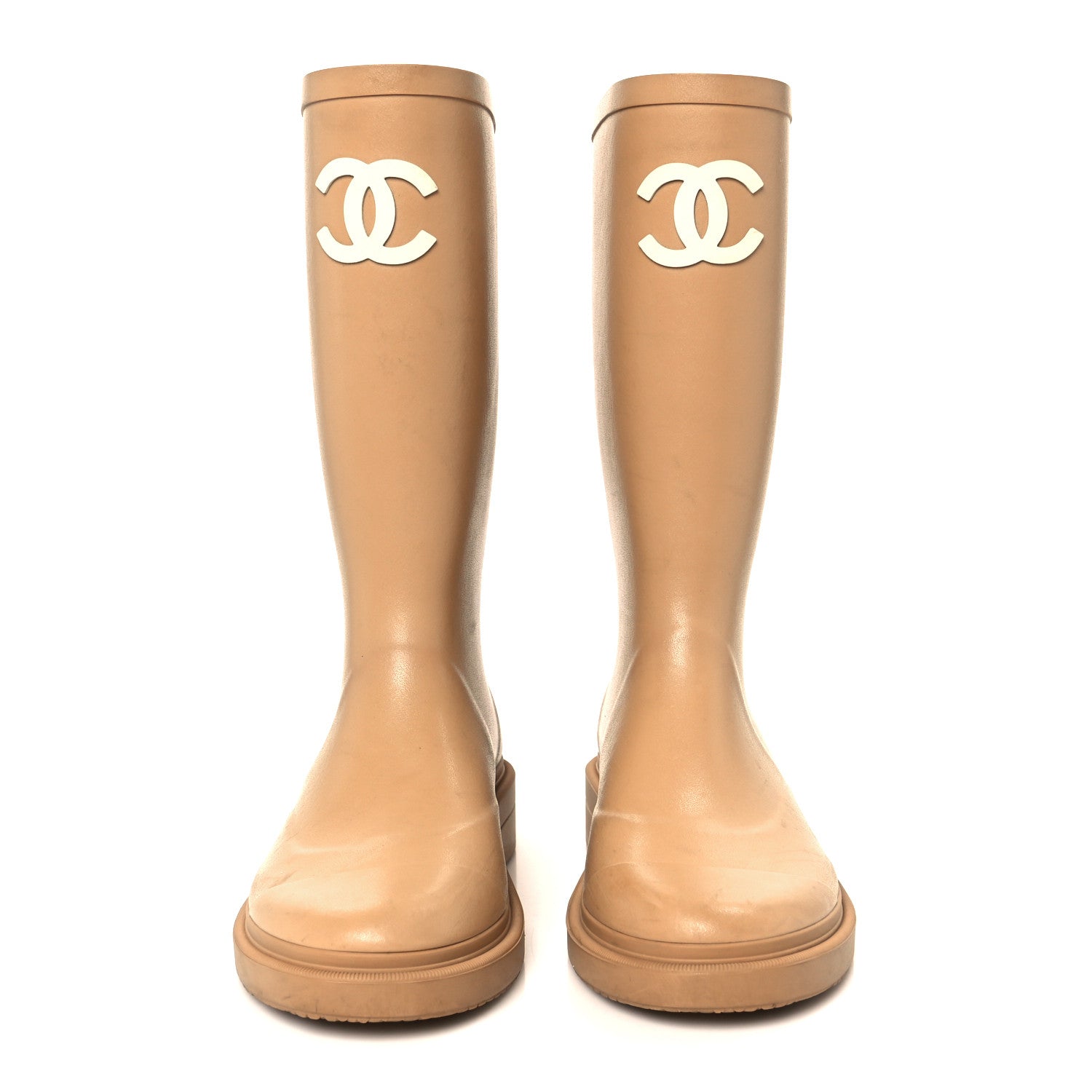 靴 Chanel Beige CC Logo calf leather Boots Chanel Caoutchouk CC High Boots 37 Beige 1794530 – FASHIONPHILE