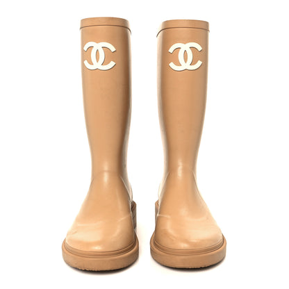 Chanel Caoutchouk CC High Boots 37 Beige 3 of 10