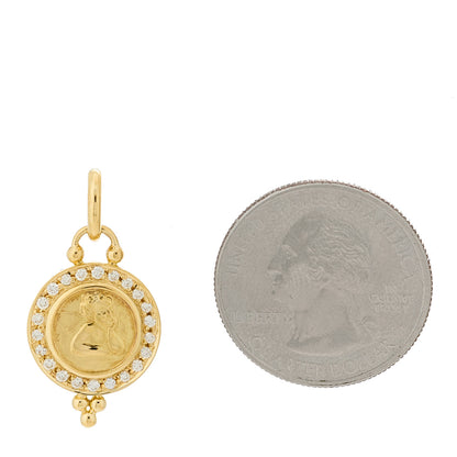 Temple St. Clair 18K Yellow Gold Diamond 10mm Pave Angel Pendant 2 of 3