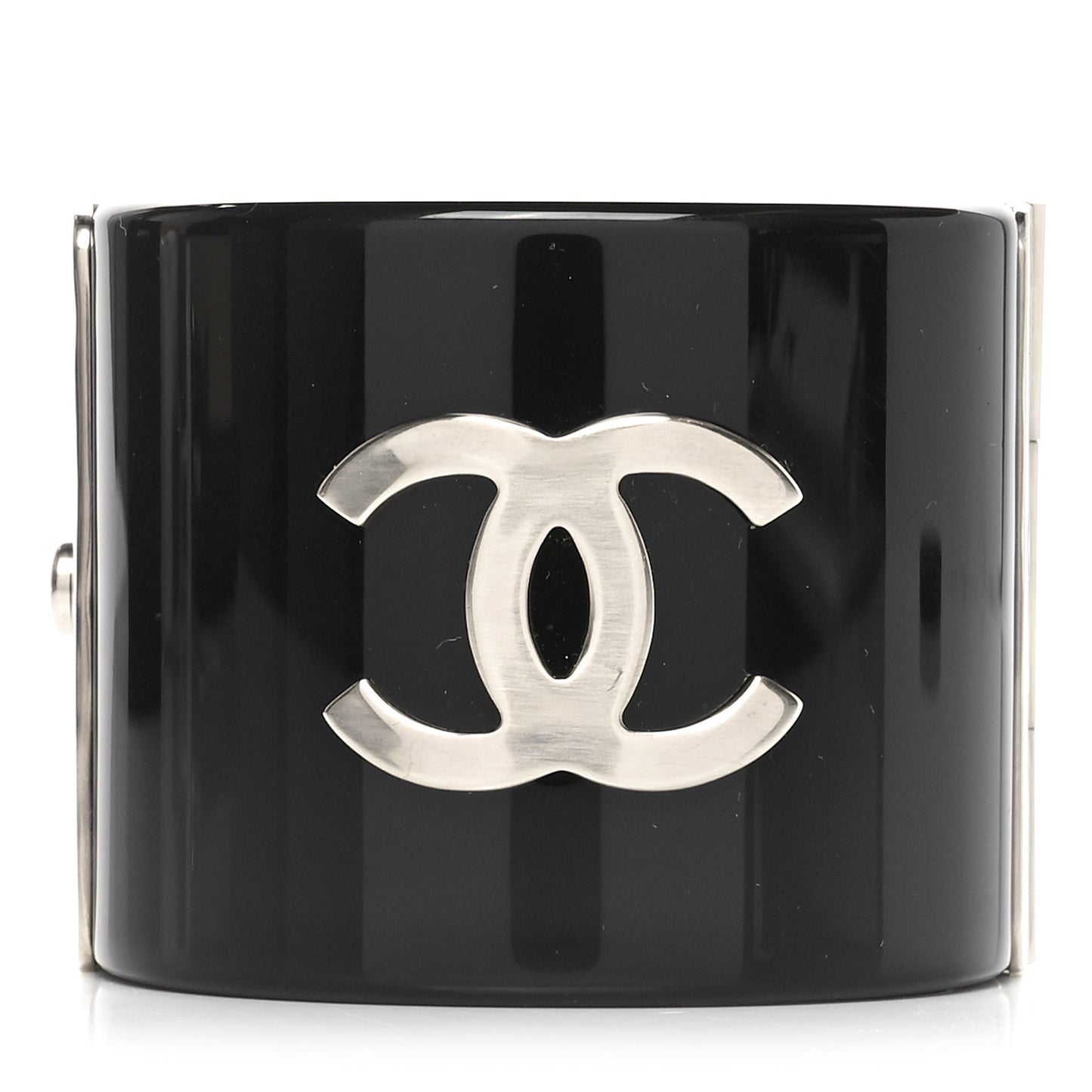 Resin Pearl CC Cuff Bracelet Black