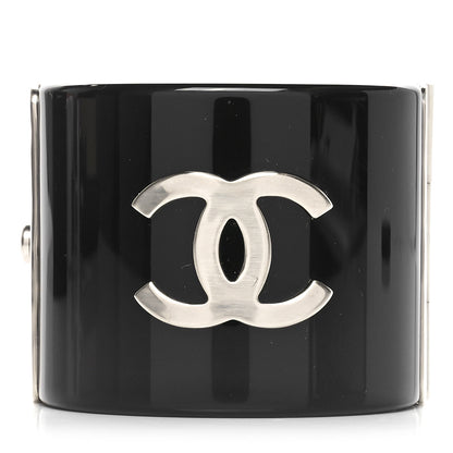 Chanel Resin Pearl CC Cuff Bracelet Black 1 of 5