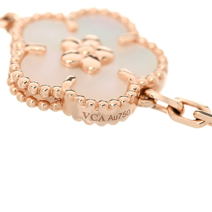 Van Cleef & Arpels 18K Rose Gold Carnelian Mother of Pearl Onyx 5 Motifs Lucky Spring Bracelet 4 of 5