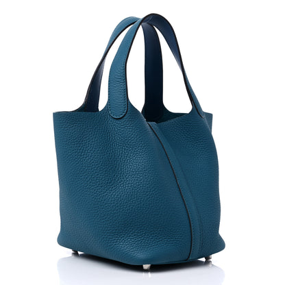 Hermes Taurillon Clemence Picotin Lock 18 PM Vert Bosphore 2 of 9