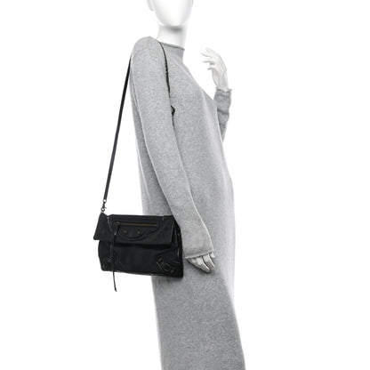 Balenciaga Agneau Classic Hardware Envelope Strap Clutch Black 2 of 11