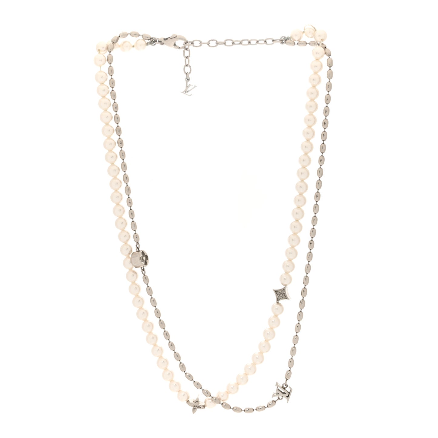 Metal Pearls Fusion Necklace Silver