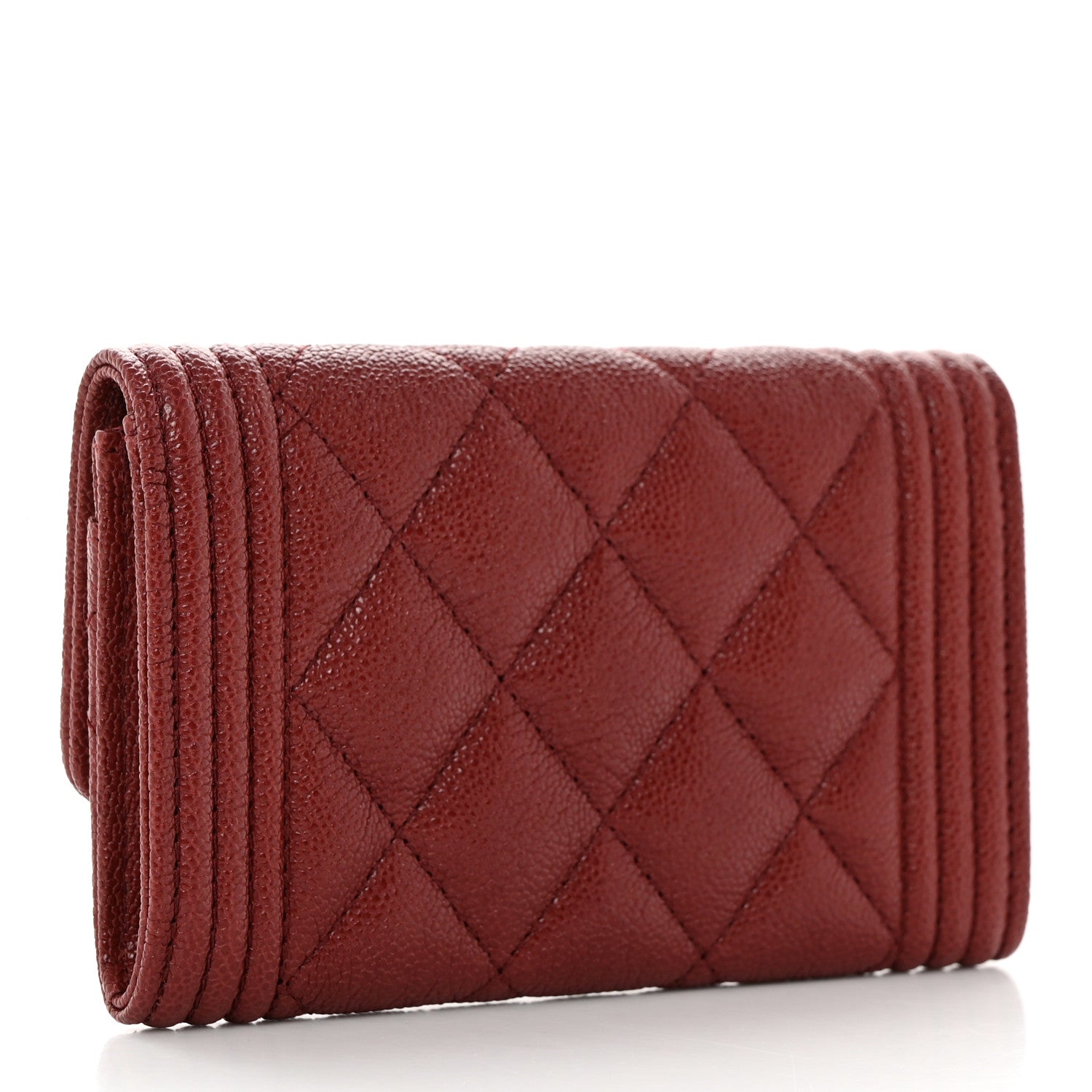 Chanel Caviar Quilted Boy Flap Card Holder Wallet Burgundy 3 of 10