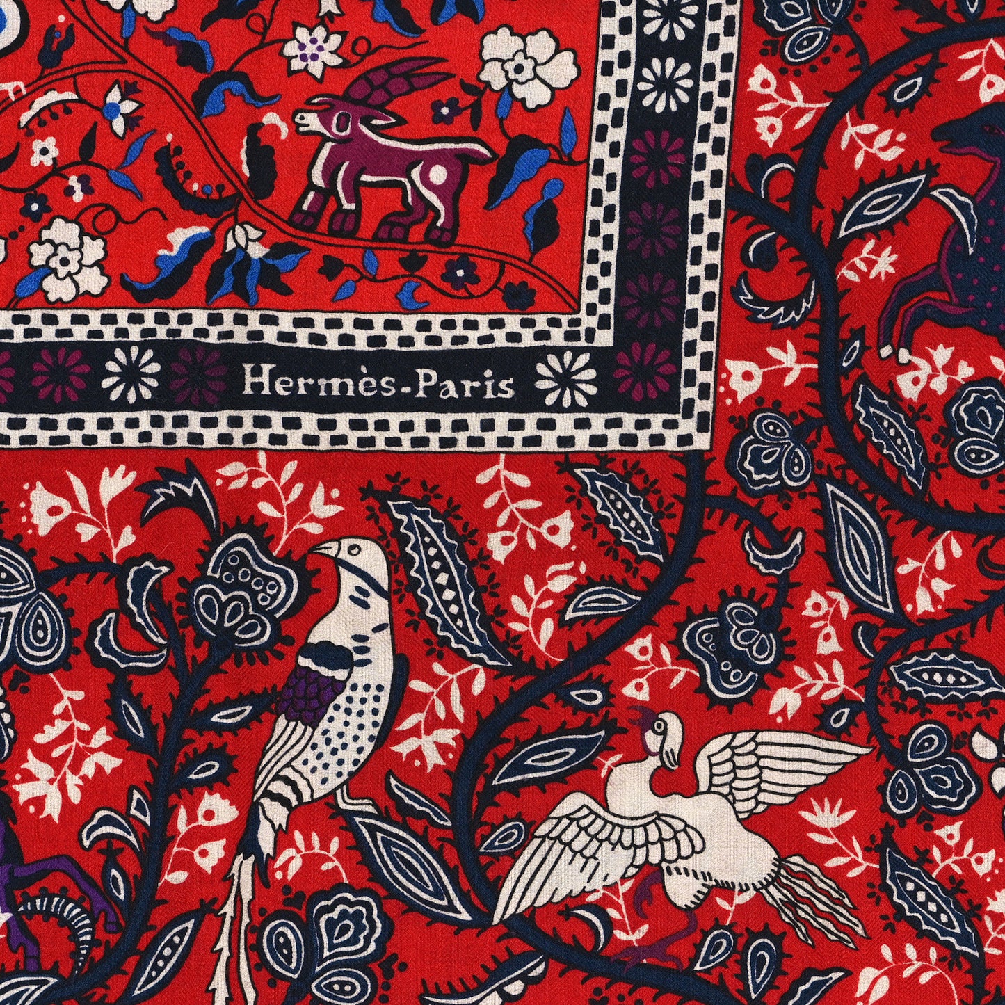 Cashmere Silk Jardins De Soie Shawl 140 Rouge Blue Violet