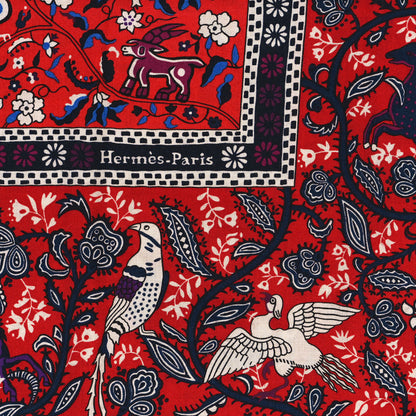Hermes Cashmere Silk Jardins De Soie Shawl 140 Rouge Blue Violet 2 of 6