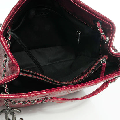 Chanel Iridescent Caviar Quilted Tall Chic Shopping Tote Red 5 of 7