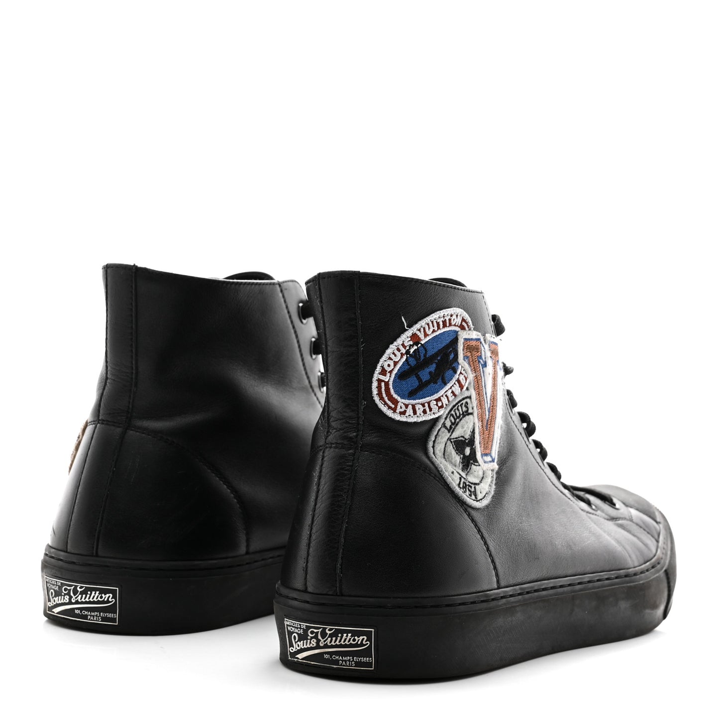 Calfskin LV League Tattoo Sneaker Boots 8.5 Black