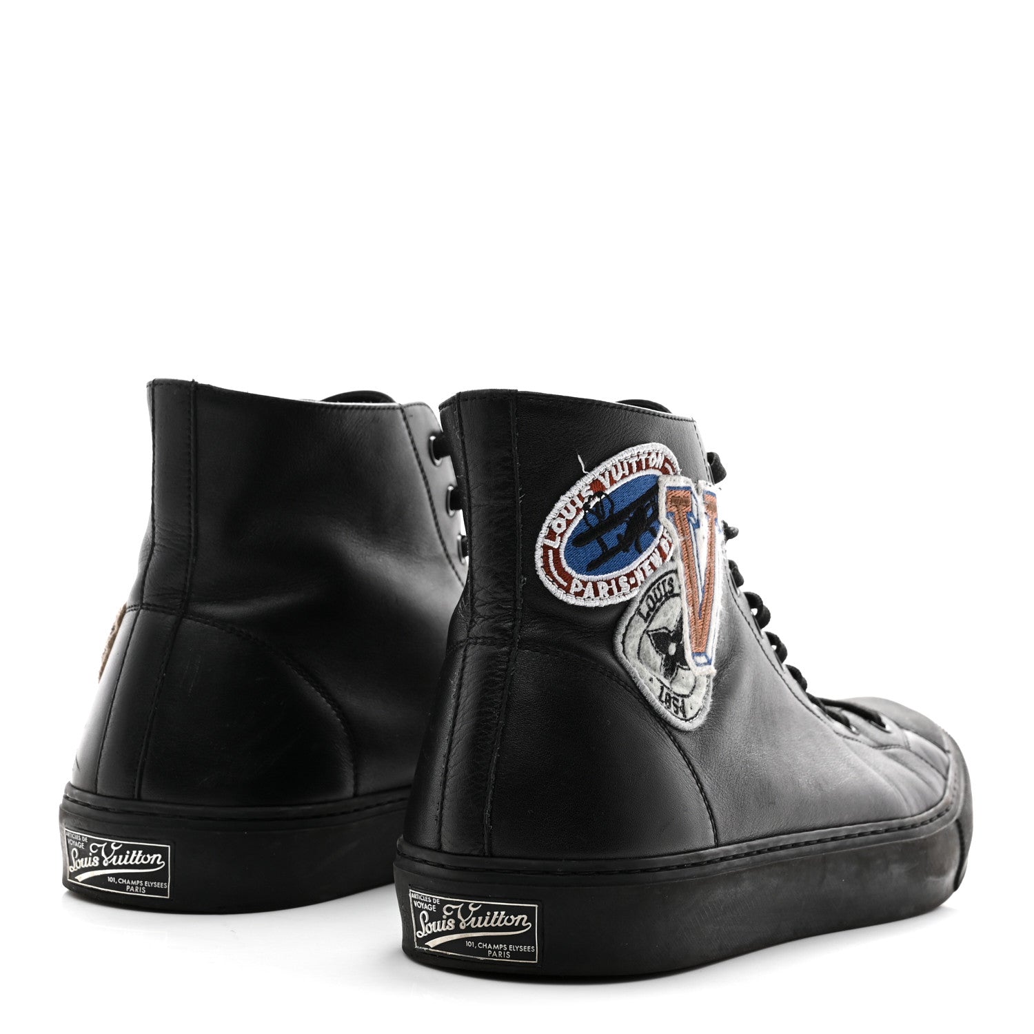 Louis Vuitton Calfskin LV League Tattoo Sneaker Boots 8.5 Black 5 of 10