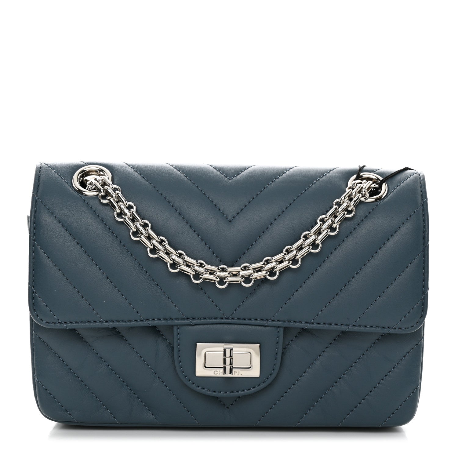 Chanel Aged Calfskin Chevron Quilted 2.55 Reissue Mini Flap Blue 1 of 11
