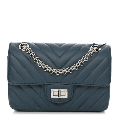 Chanel Aged Calfskin Chevron Quilted 2.55 Reissue Mini Flap Blue 1 of 11