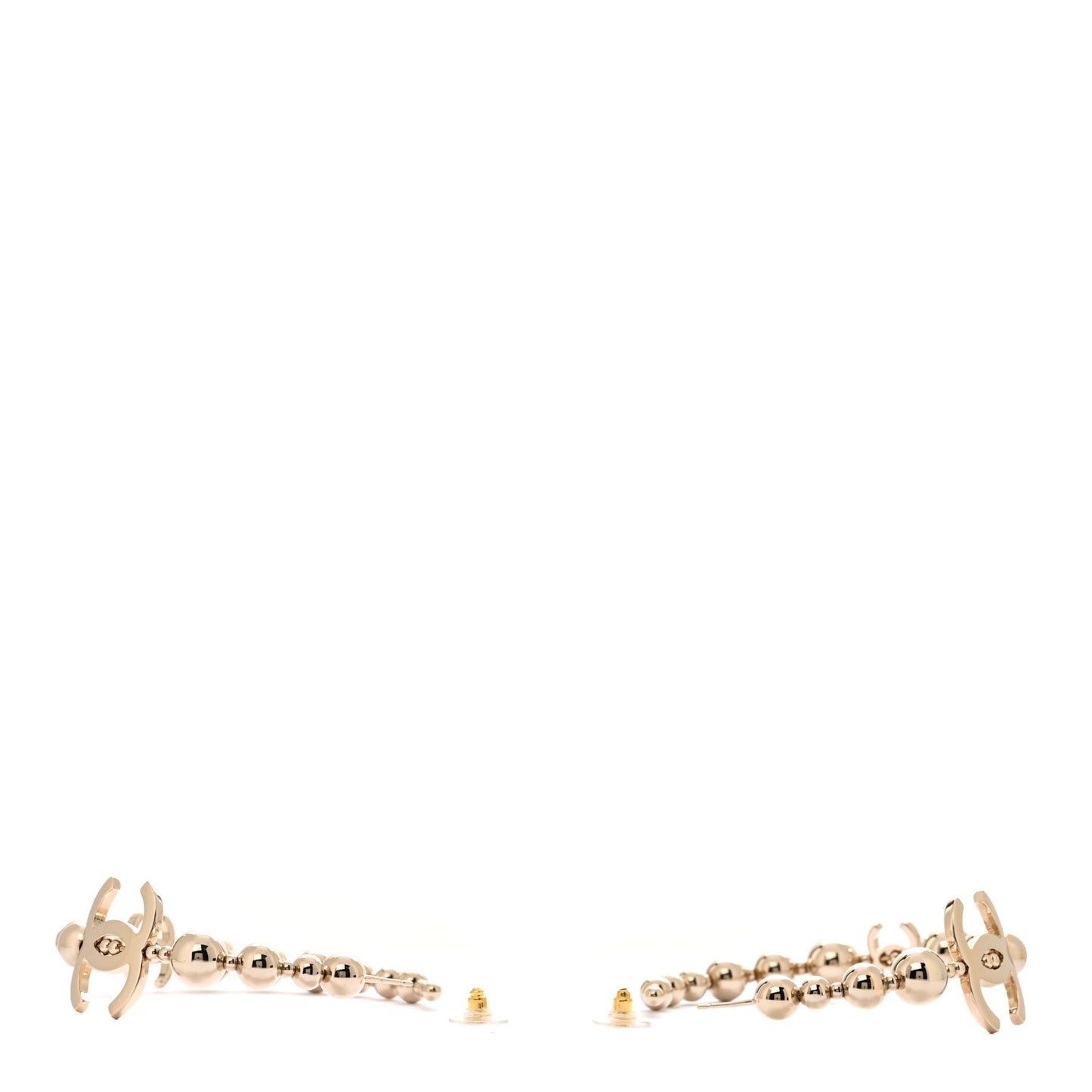 Metal Bead CC Hoop Earrings Gold