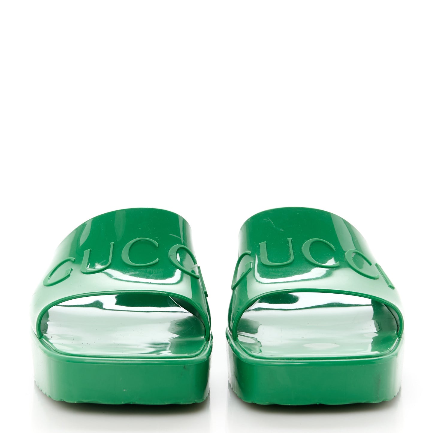 Rubber Gucci Logo Womens Platform 20/60mm Slide Sandals 37 New Shamarock