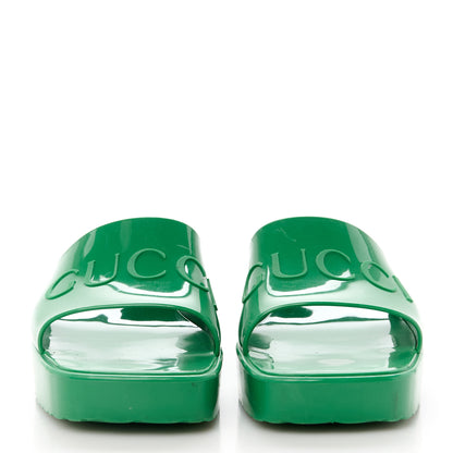 Gucci Rubber Gucci Logo Womens Platform 20/60mm Slide Sandals 37 New Shamarock 2 of 8