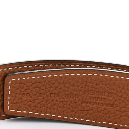Hermes Box Togo 32mm Guilloche H Belt 80 Black Gold 3 of 7