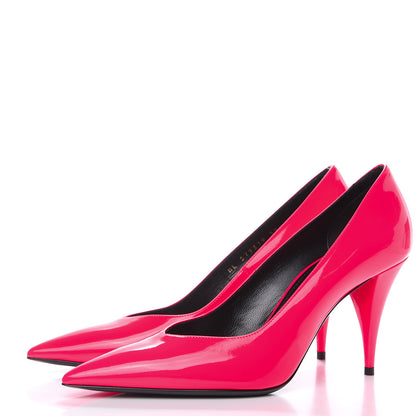 Saint Laurent Patent Calfskin Kiki 85 Pumps 39 Neon Pink 3 of 9