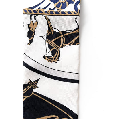 Hermes Silk Ex-Libris Twilly White Marine Gris 5 of 6