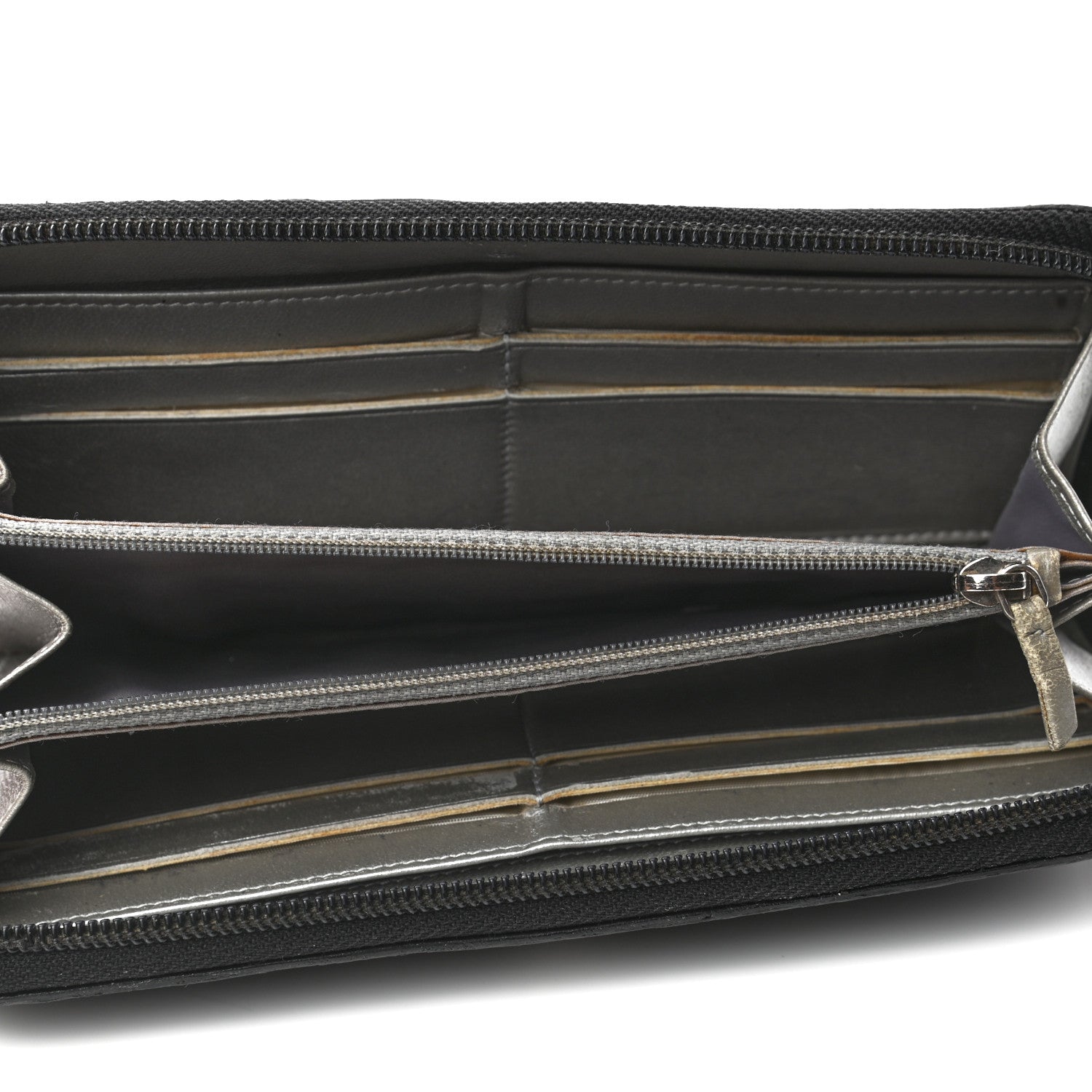 Chanel Lambskin Camellia Embossed Large Zip Around Gusset Wallet Black 5 of 8