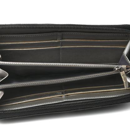 Chanel Lambskin Camellia Embossed Large Zip Around Gusset Wallet Black 5 of 8