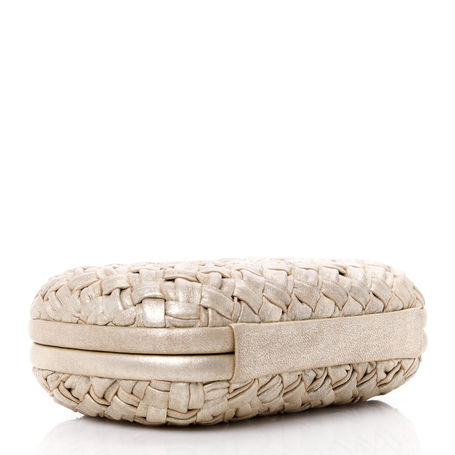 Bottega Veneta Metallic Nappa Intrecciato Distressed Knot Clutch Beige 4 of 10