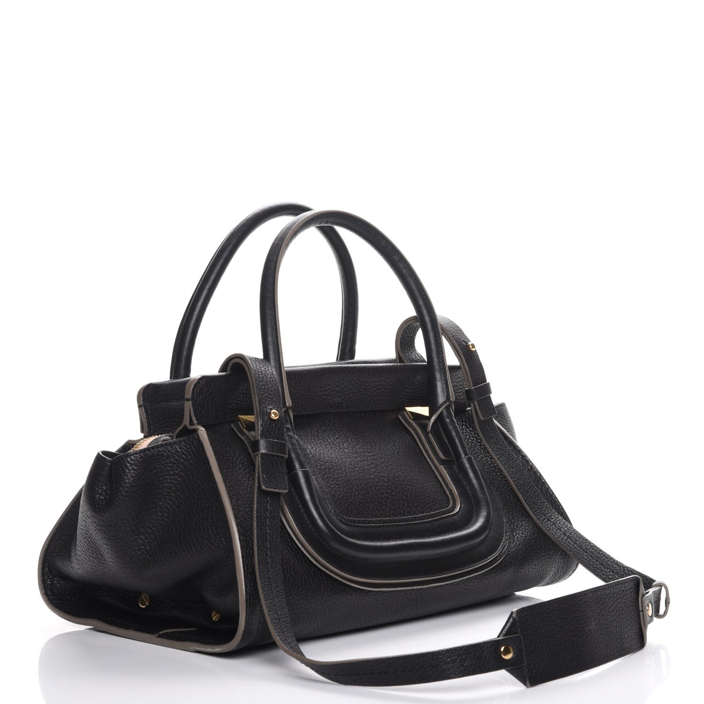 Calfskin Medium Everston Satchel Black