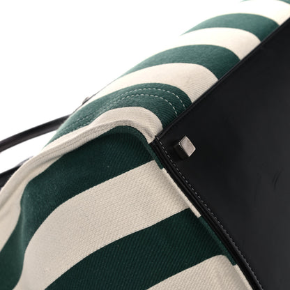 Celine Cotton Canvas Striped Medium Phantom Luggage White Green 10 of 25
