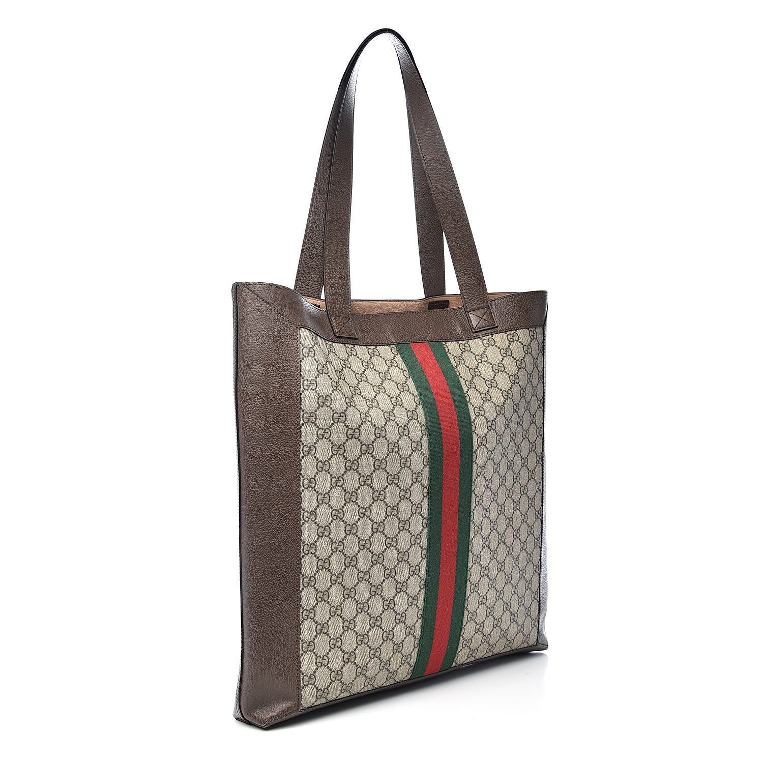 Gucci GG Supreme Monogram Web Large Ophidia Vertical Shopping Tote Brown 4 of 12