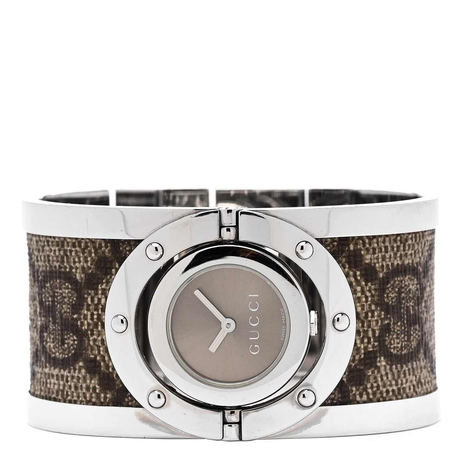 Gucci Stainless Steel Canvas 33mm Twirl Monogram Quartz Watch Brown 2 of 5