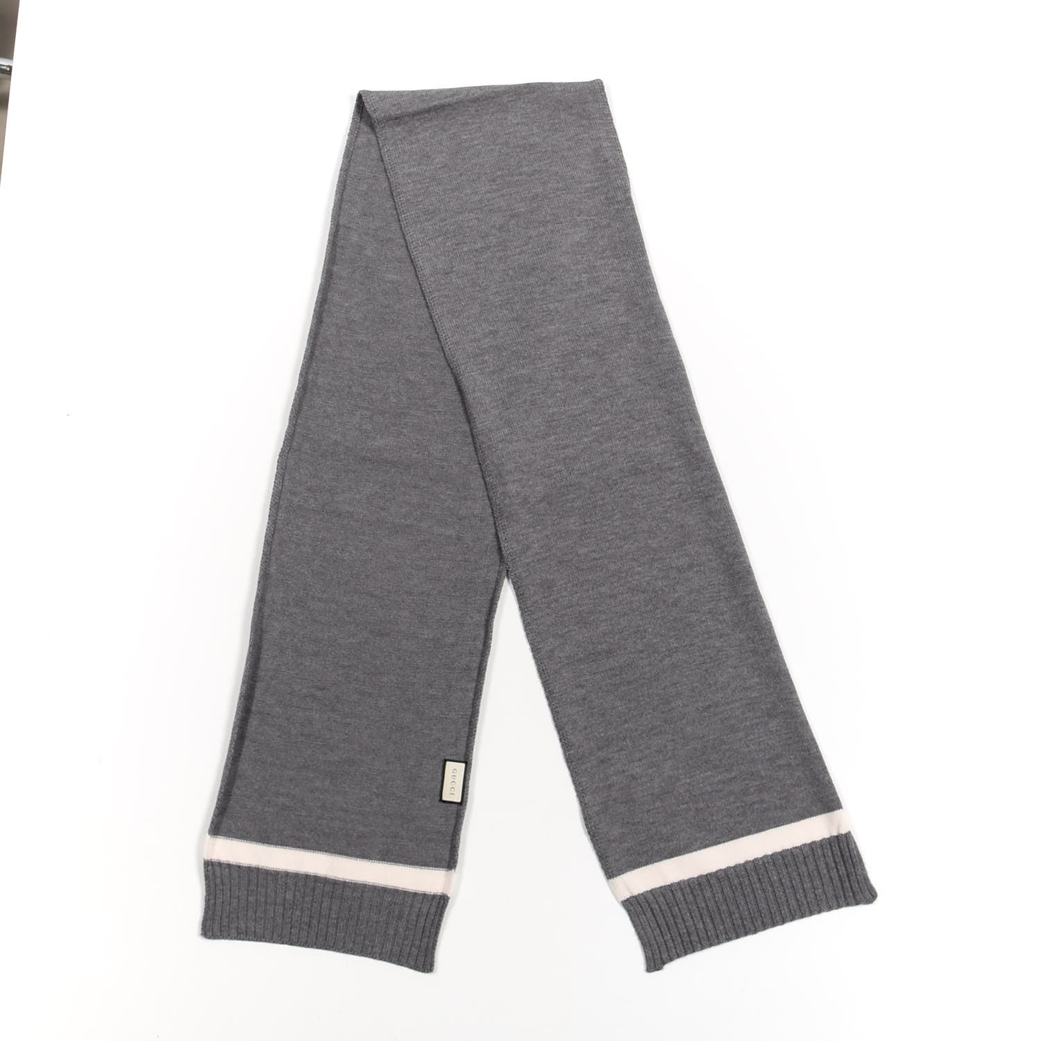Gucci Wool Newporte Long Scarf Graphite Ivory 2 of 3