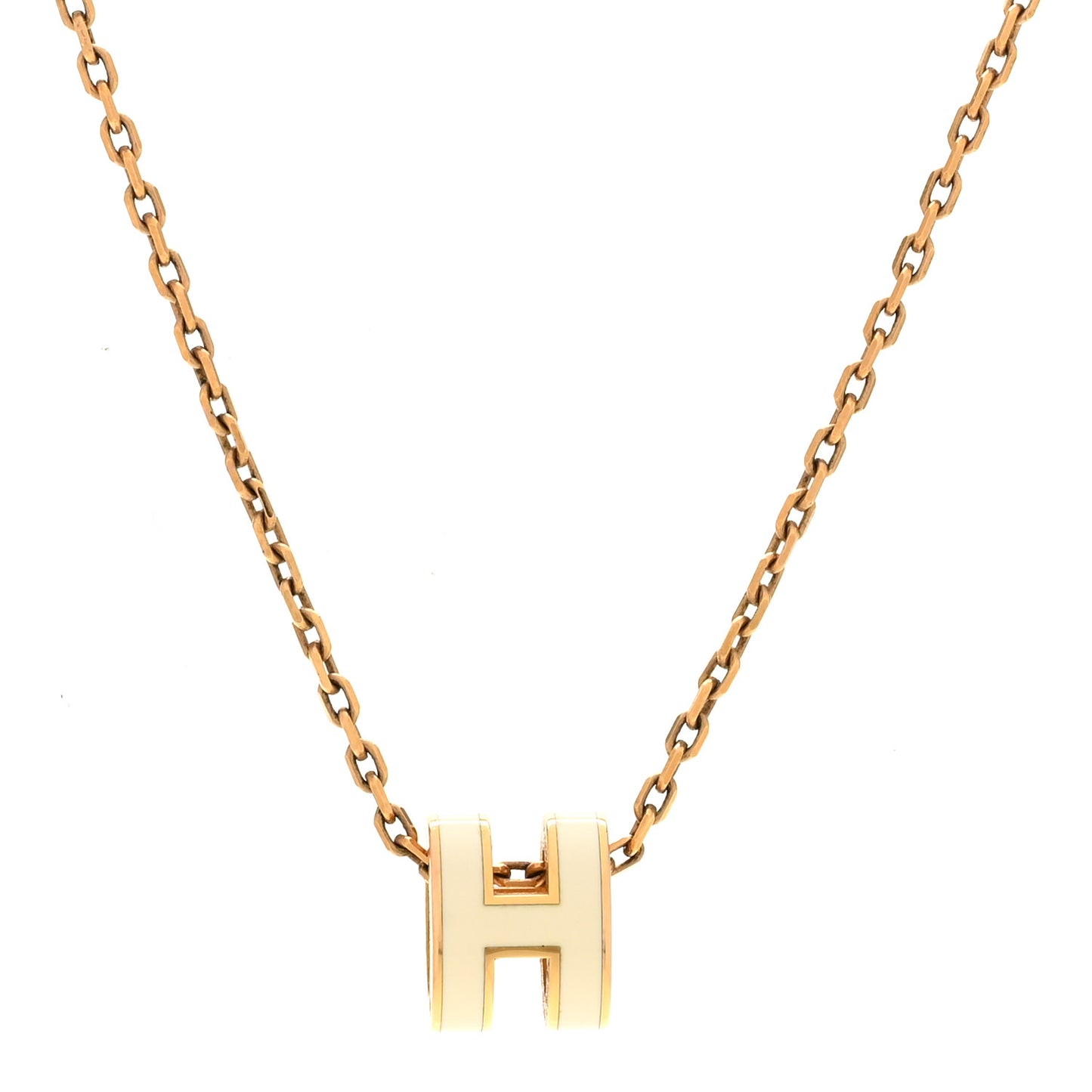 Lacquered Gold Mini Pop H Pendant Necklace White