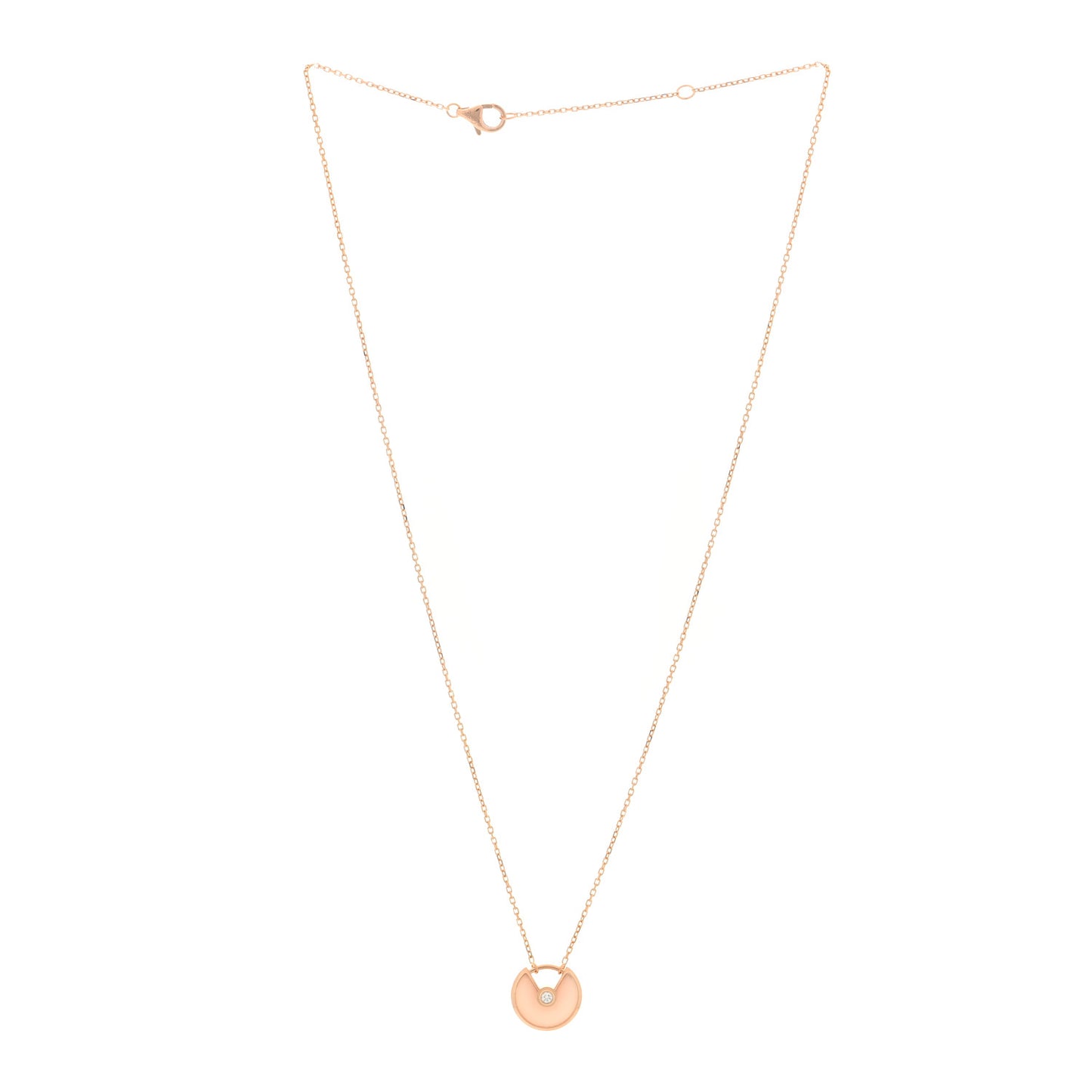 18K Pink Gold Diamond Pink Opal XS Amulette de Cartier Pendant Necklace