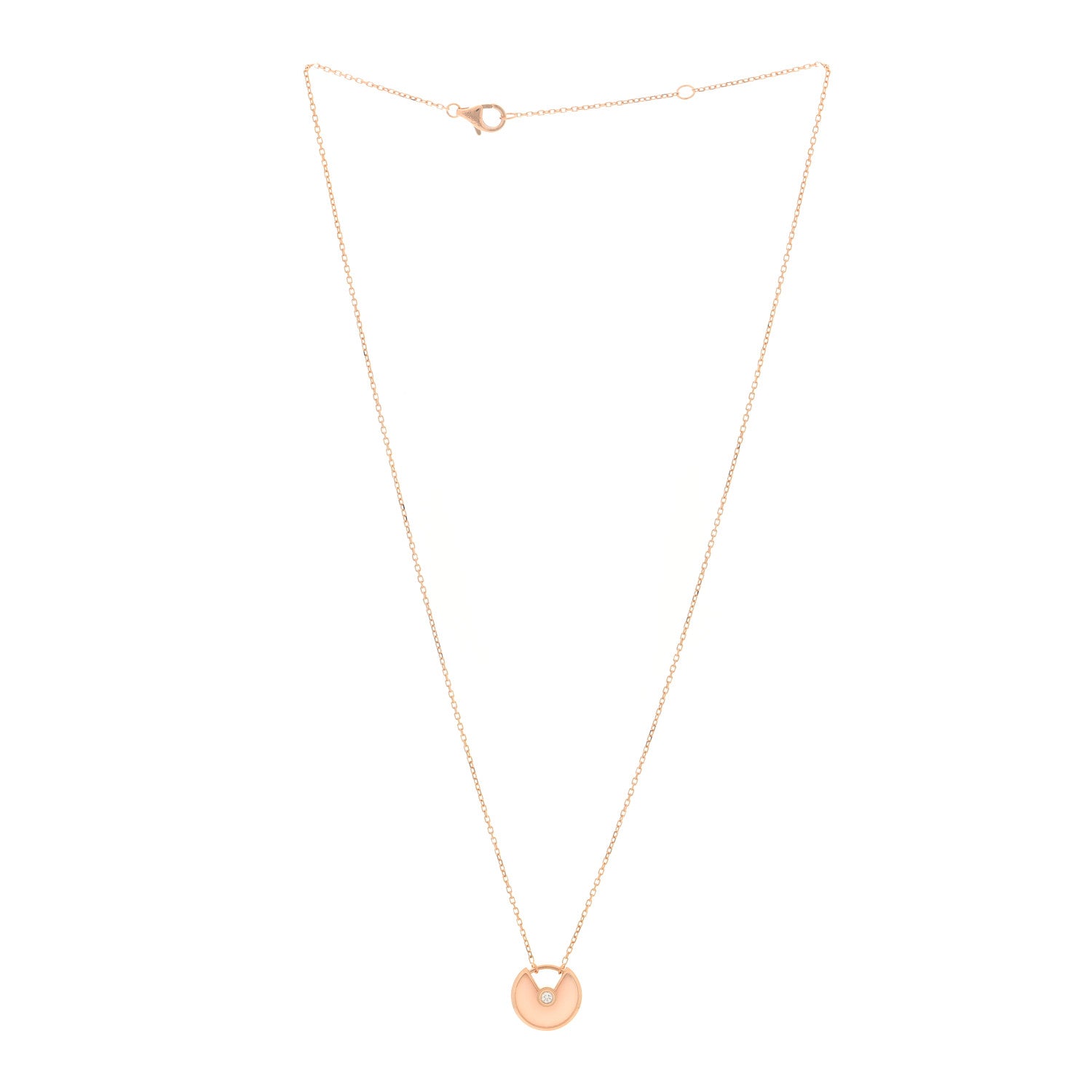 Cartier 18K Pink Gold Diamond Pink Opal XS Amulette de Cartier Pendant Necklace 3 of 4