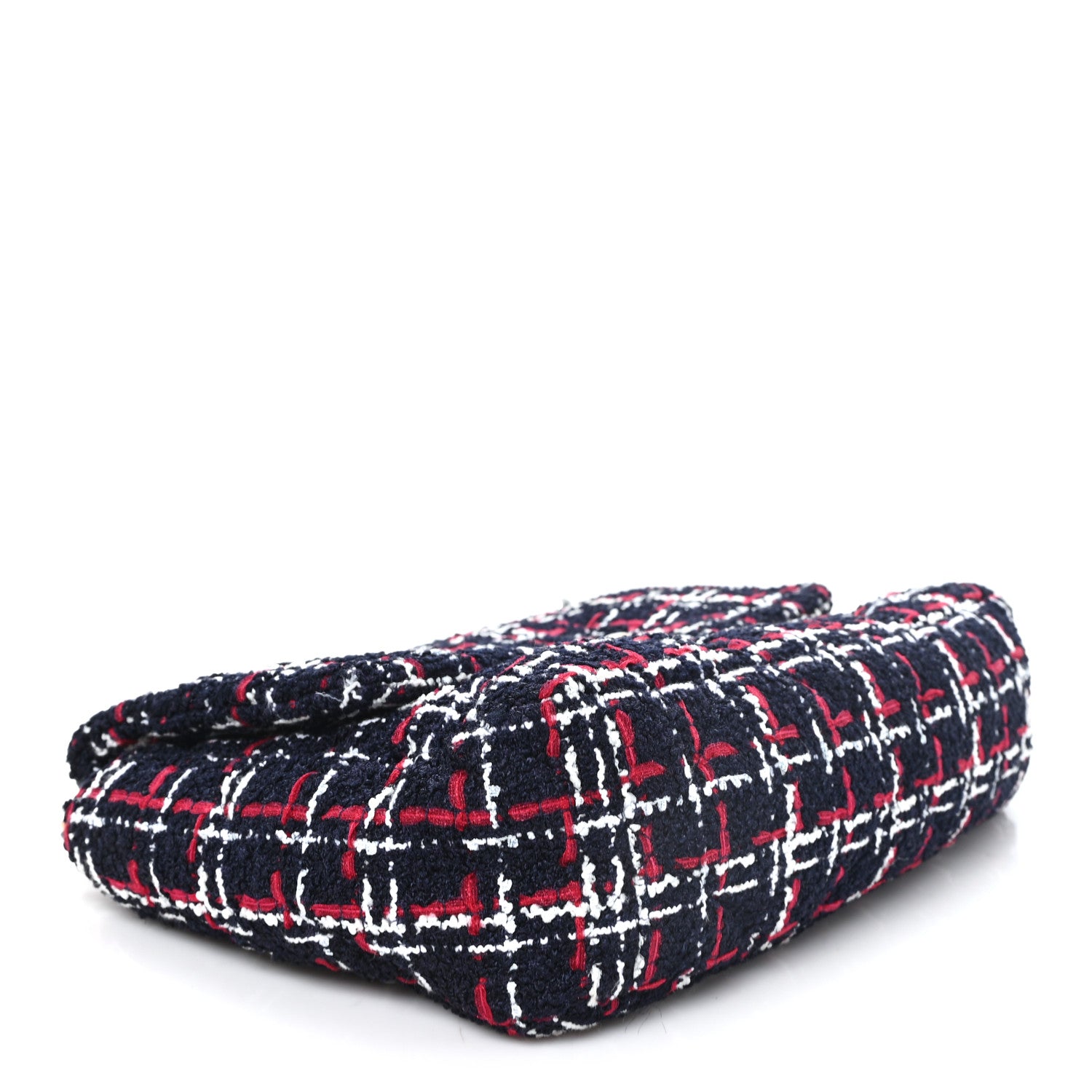 Chanel Tweed Quilted Large Chanel 19 Flap Navy Blue White Red 4 of 12