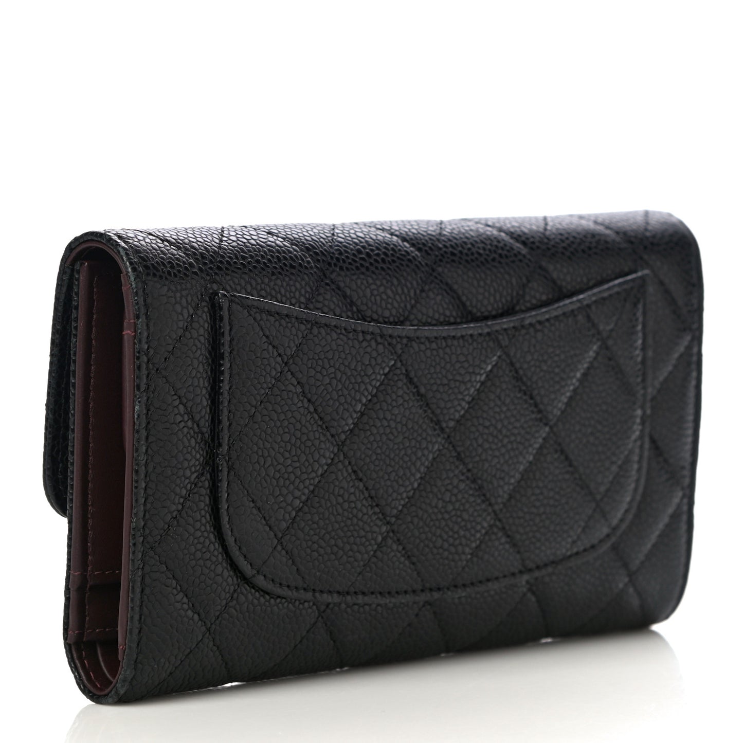 Caviar Quilted Large Flap Wallet Black