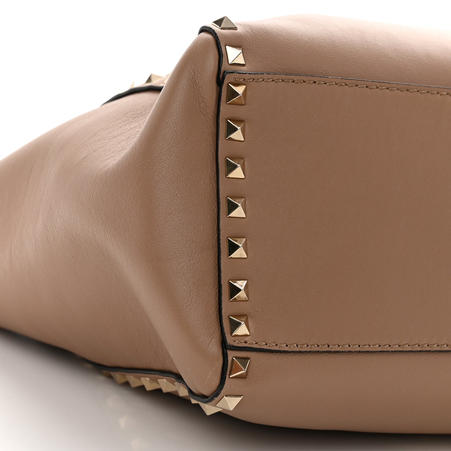 Vitello Rockstud Double Handle Tote Poudre