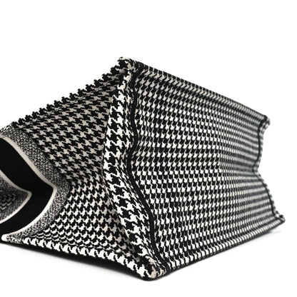 Christian Dior Canvas Houndstooth Embroidered Book Tote Black White 8 of 11
