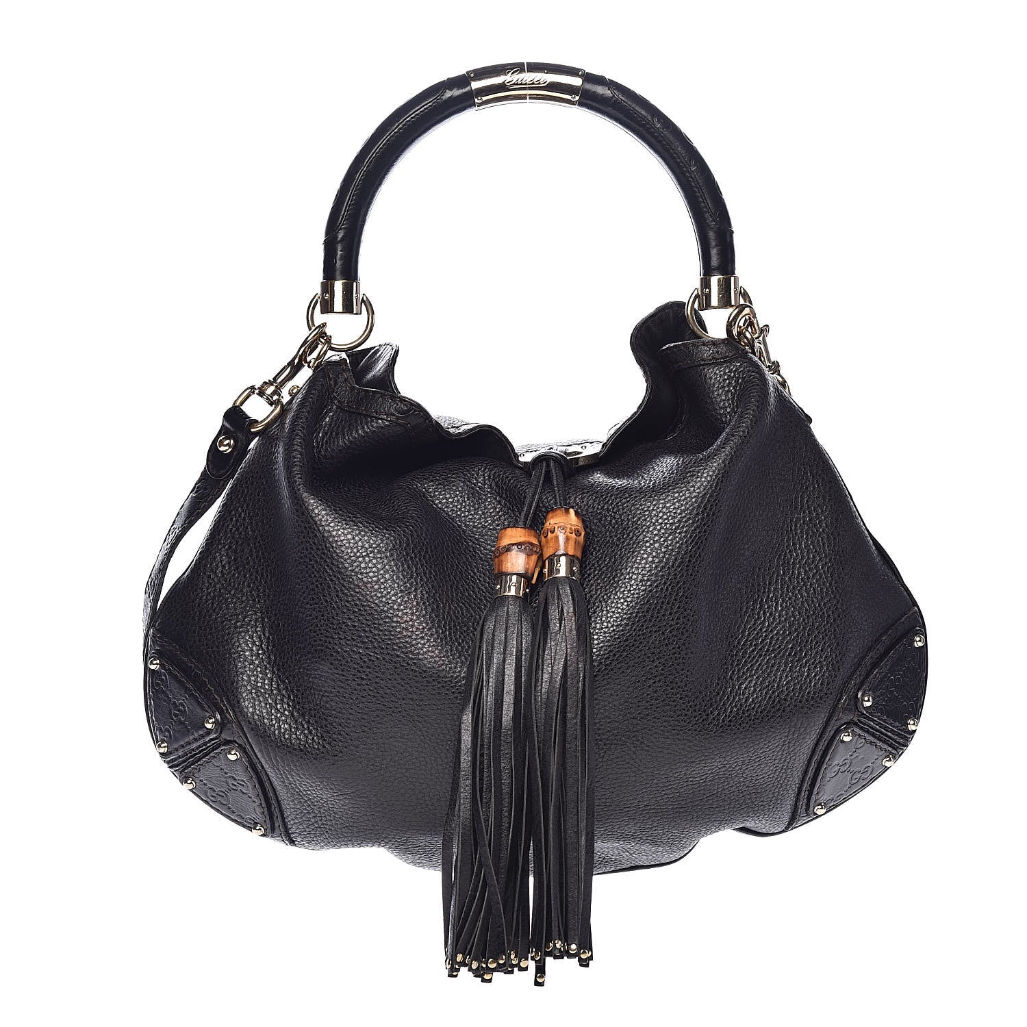 Gucci Calfskin Large Indy Top Handle Hobo Black 1 of 15