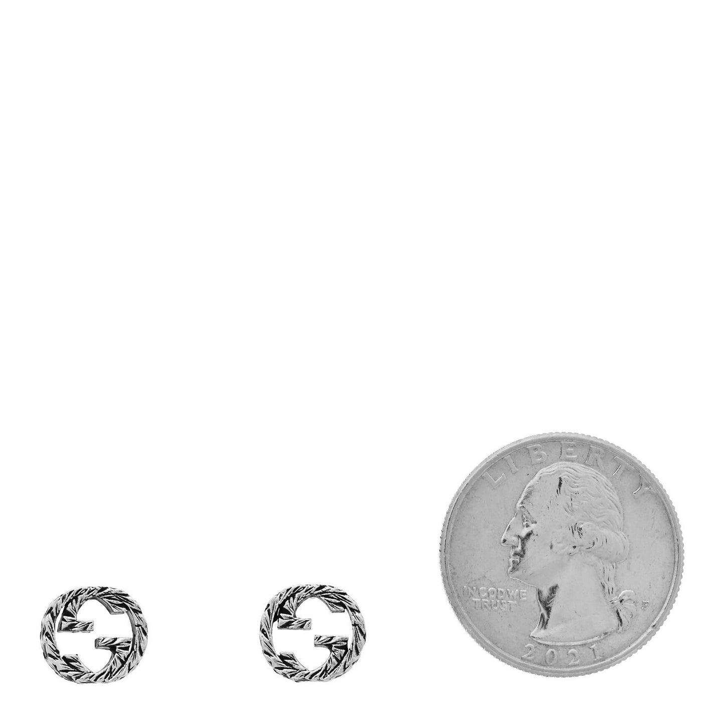 Sterling Silver Textured Interlocking G Stud Earrings