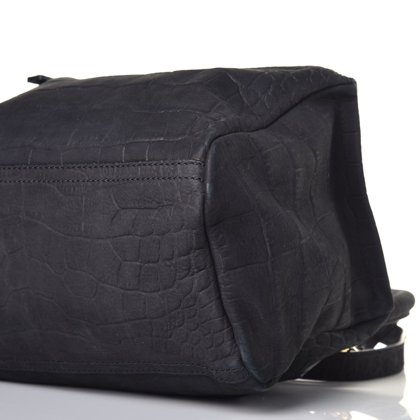 Nubuck Crocodile Embossed Small Pandora Black