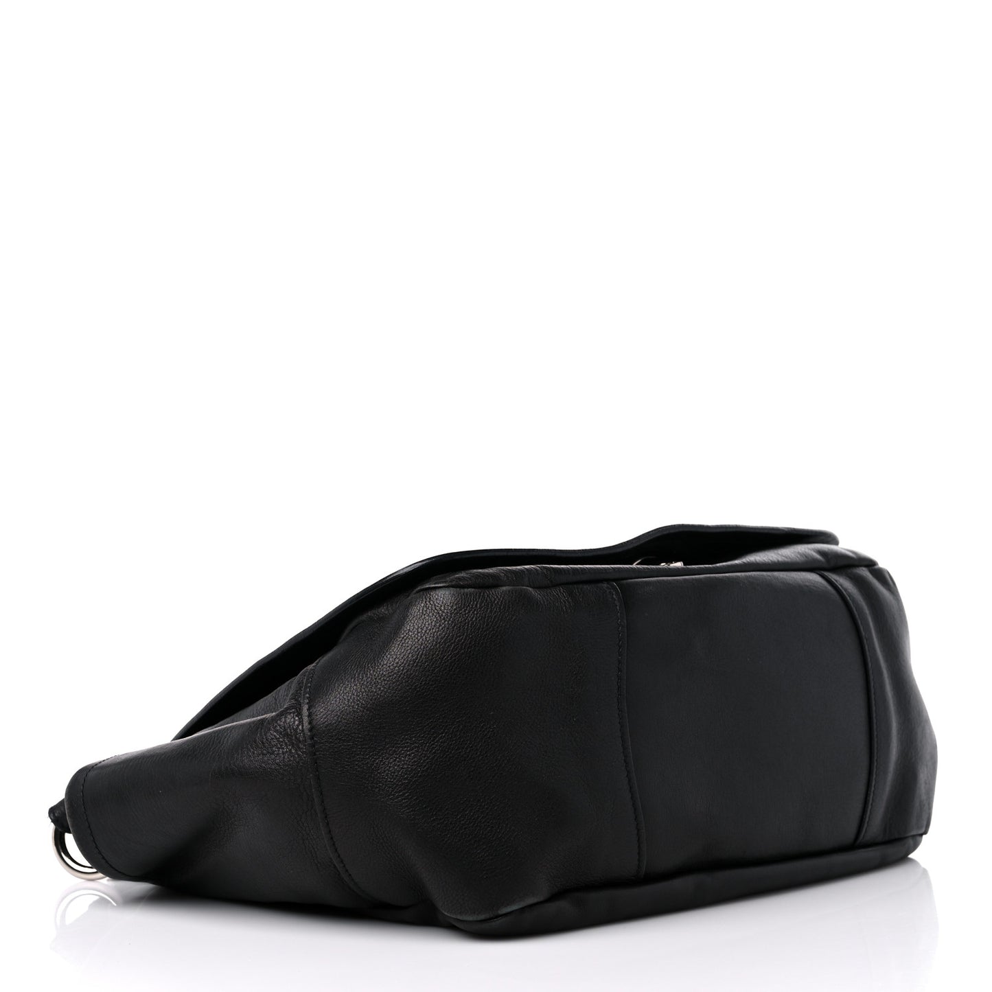 Vitello Daino Flap Shoulder Bag Black