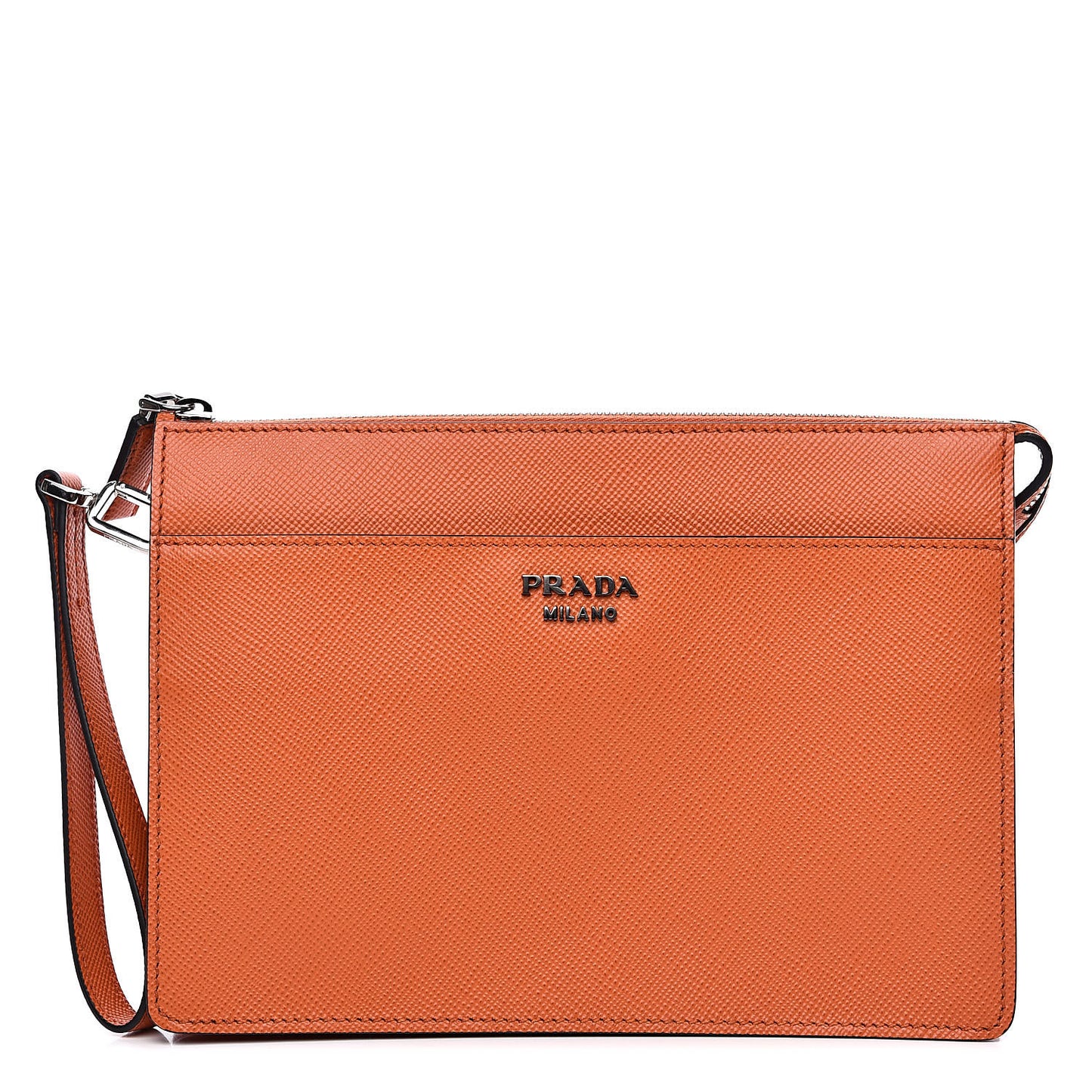 Saffiano Cuir Clutch Wristlet Bag Papaya